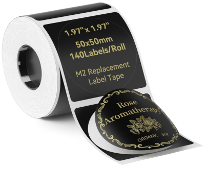 NIIMBOT T50x50 черни кръгли етикети (140 бр.)