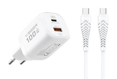 VEGER TR150 PD100W A+C Ултра компактен стенен адаптер за бързо зареждане с кабел PD240W