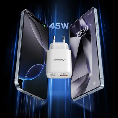 VEGER TR101 PD45W Type-C ултра компактен стенен адаптер за бързо зареждане с PD100W кабел